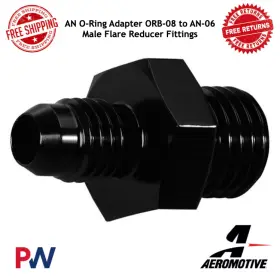 Orb-08 Aeromotive 15605 An O-ring Adapter To An-06 Male Flare Reducer Fittings #15605