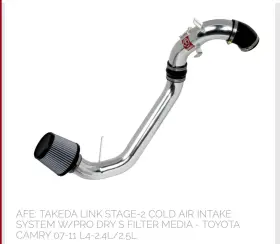 L4-2.4l-2.5l Afe Filters Tl-2008p Takeda Stage 2 Cold Air Intake System For Toyota Camry 07-11