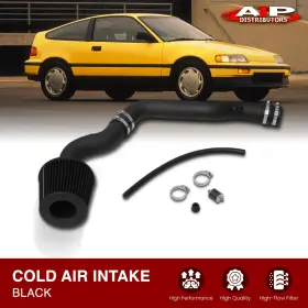 Ai-115bk-356-o1 Ajp Distributors Jdm 2.5 Inch Cold Air Intake Induction System Black For 1988-1991 Honda Civic Crx Ef