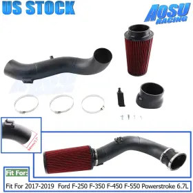 Aim017-rd-bk-thw Aosuracing Red For 17-19 Ford F-250 F-350 F-450 F-550 Powerstroke 6.7l Cold Air Intake Kit