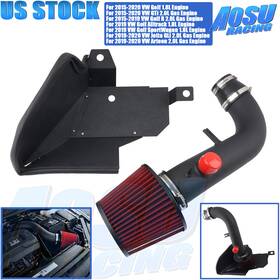 Aosuracing Aim096-bk-rd Heat Shield Cold Air Intake System For 15-20 Vw Golf Gti R Jetta Arteon 1.8 2.0t