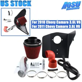 Dr13-sl-rd-t Aosuracing Red Filter Cold Air Intake System Kit Heat Shield For 10-11 Chevy Camaro 3.6l V6