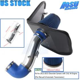 Dr14-sl-bl-thw Aosuracing Cold Air Intake Heat Shield Kit Blue Filter For Chevrolet Camaro 3.6l V6 12-15