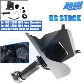 Dr231-bk-thw Aosuracing For Jeep Cherokee 2.5l 4.0l 4wd 2wd 1991-2001 Cold Air Intake Kit Black Filter