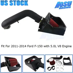 Dr349-bk-rd-t Aosuracing Cold Air Intake System Kit For 2011-2014 Ford F150 F-150 5.0l V8 Engine Black Us