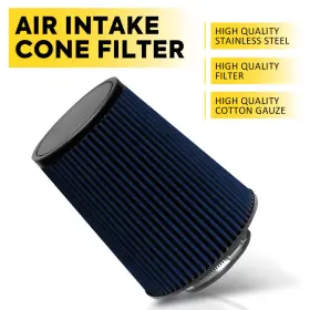 Dgt-4in-l Auxito 4in Truck Long Performance High Flow Cold Air Intake Cone Dry Filter Blue