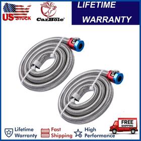 Carbole Us01p-gsl1008 2pcs 3ft 6an 3/8 Inch Fuel Line Stainless Steel Braided Hose Universal For Car New