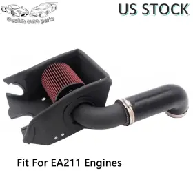 Wg182-bk-rd-d Doubleautoparts Heat Shield Cold Air Intake Kit Red Filter For Golf Mk7 Tsi Seat Audi A3 Q2 Q3