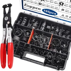 En-02-4 Eoppen C-014 195pcs 6-38mm Spring Hose Clamps Assortment Kit With Swivel Flat Band Fuel