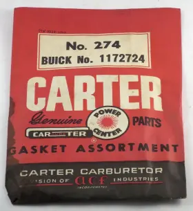1172724 Gm 1955-1956 Buick Special Nos Carter 2bbl Carb Gasket Set