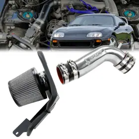 827-715p Hps Performance Polish Shortram Air Intake With Heat Shield For 93-96 Toyota Supra 3.0 Nonturbo
