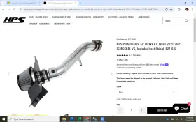 827-682bl Hps Performance Products Air Intake Kit Lexus 2021-2023 Is350 3.5l V6 Inc. Heat Shield