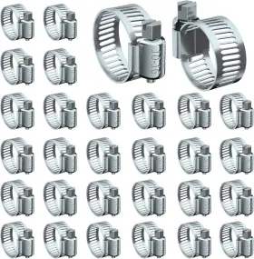 Hswc-terminal 747976819624 Hose Clamp Set - 30pcs 3/8 5/8 Inch Metallic