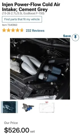 Pf9032rb Injen Power-flow Cold Air Intake Duel Grey 15-26 2.7l/3.5l Ecoboost F-150