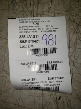 338.ja1s11 Jaguar Xj 2011 Air Tube/resonator 107986