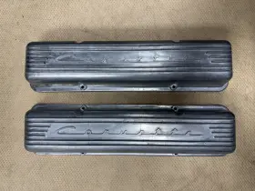 3767493 Lester Aluminum Valve Covers Corvette # Sbc. Thin Cast Parting Line. Repro