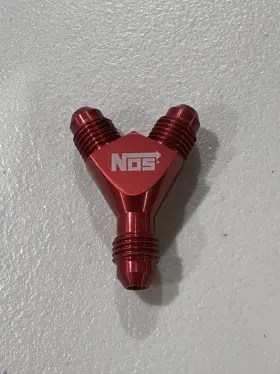 17835nos Nos Nitrous Oxide Systems Specialty Y Fitting 4an X All Male With Red Finish