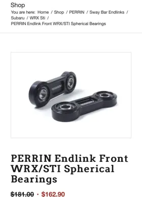 Psp-sus-11-1 Perrin Performance Front Endlinks With Spherical Bearings For 2008-2024 Subaru Wrx / Sti