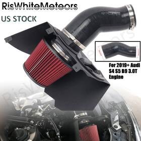 Riswhitemeteors Aim074-bk-rd Heat Shield Cold Air Intake Induction Red Filter For 2019 Audi S4 S5 B9 3.0t