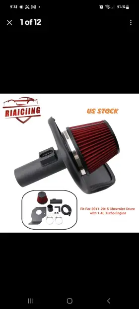 Aim087-bk-rd Riswhitemeteors Tobebetter Cold Air Intake Kit Heat Shield For Chevrolet 2011-2015 1.4l Cruze