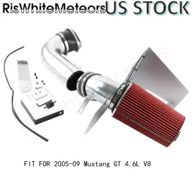 Dr081-rd-sl-d Riswhitemeteors For 2005-2009 Ford Mustang 4.6l V8 Cold Air Intake Racing System Filter Red Us