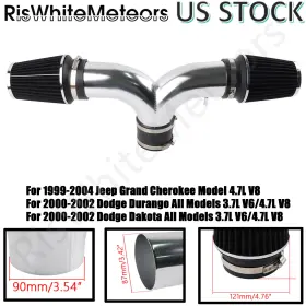 Dr177-bk-sl-d Riswhitemeteors Cold Air Intake Kit For 99-04 Jeep Grand Cherokee 4.7l 2000-02 Dodge Dakota 3.7l
