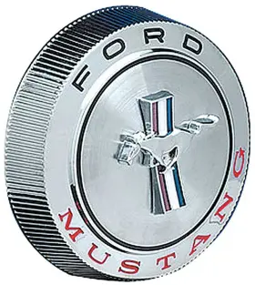 9030j Scott Drake 1966 Mustang Standard Gas Cap With Retaining Cable Tri-bar Running Horse