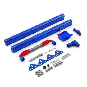 Speedmaster Outlet 840136568940 Ford 302 351 5.0l 5.7l Billet Aluminum Fuel Injector Rail Kit Oem Angled Blue