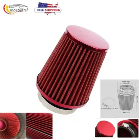 Af010-rd Tobebetter 3 Inch 76mm High Flow Inlet Cleaner Dry Filter Replacement Cold Air Intake Cone Red