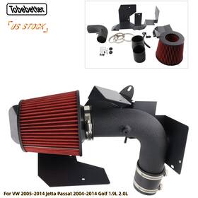 Tobebetter Dr258-rd-bk For 05-14 Vw Jetta Passat 04-14 Golf 1.9l 2.0l Shield Filter Cold Air Intake Kit