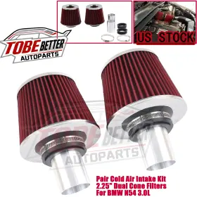 Kl01-rd Tobebetter Pair Dual Cone Filter Cold Air Intake For Bmw 135i 335i 535i 5/z Series N54 3.0l
