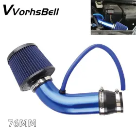 Afzh05-bl-3d Vvorhsbell 76mm Blue Car Cold Air Intake Filter Induction Kit Pipe Power Flow Hose System