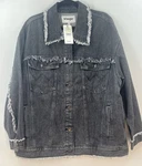 Wrangler Black Denim Jacket Frayed Hem Xl Rn 140273 New. Price: $68.00.