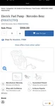 Genuine Mercedes-benz Electric Fuel Pump 9064702700 New. Price: $400.00.