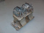 Edelbrock Bb Chevy Tunnel Ram Intake Manifold Victor 2-R 2X4 Dual Quad Carbs Used. Price: $895.00.