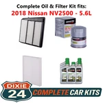 2018 Nissan NV2500 5.6L Complete Air, Oil & Cabin Filter Kit (0W-20) New. Price: $112.95.