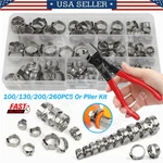 100/260PCS Hose Clamps Single Ear Stainless Steel Air Water Fuel Pipe Clips Kit New. Price: $43.90.
