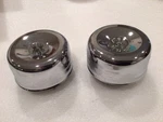 Chrome 4 5/8" Louvered Air Cleaners (2) Tri Power 1& Bbl Hot Rod Used. Price: $100.00.